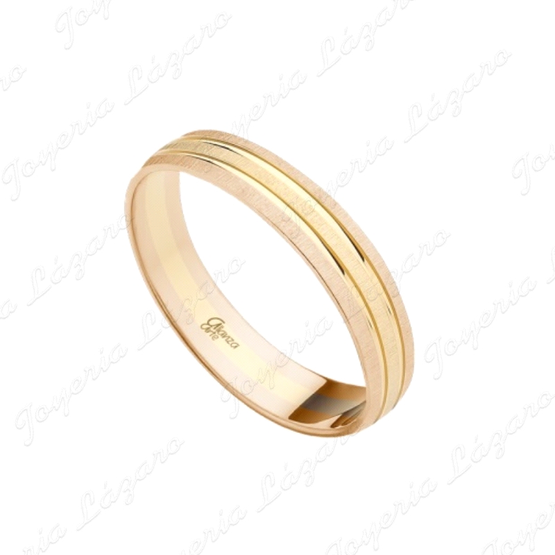 ALIANZA ORO 18 KTS PERFIL GOTA 3 BANDAS 4MM A-R-A                                                   