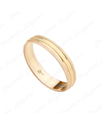 ALIANZA ORO 18 KTS PERFIL GOTA 3 BANDAS 4MM A-R-A                     