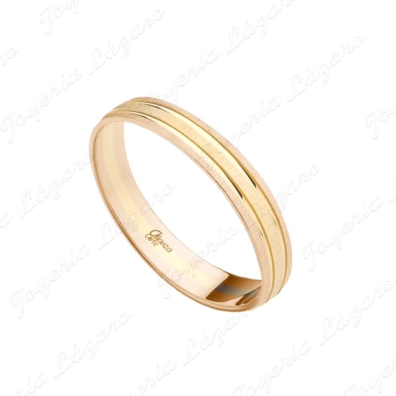 ALIANZA ORO 18 KTS PERFIL GOTA  3.5MM 3 BANDAS A-R-A                                                