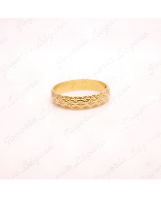 ALIANZA ORO 18KT OCASION 4MM 1/2 CAÑA TALLADA ESTRELLAS               
