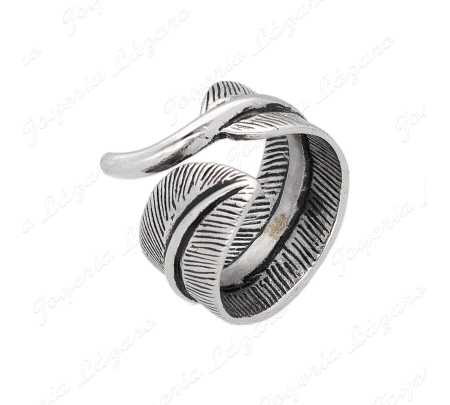 SORTIJA ACERO PLATEADO HOJA ENVUELTA                                                                