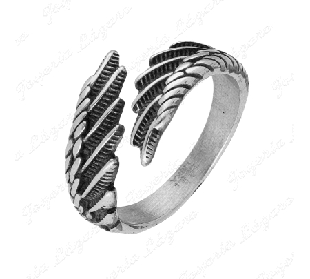 SORTIJA ACERO ALAS ENFRENTADAS ABIERTAS                                                             