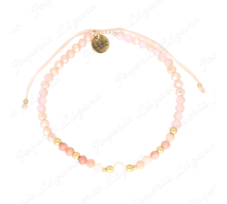 PULSERA ACERO DORADO PERLAS+PIEDRAS NATURALES
