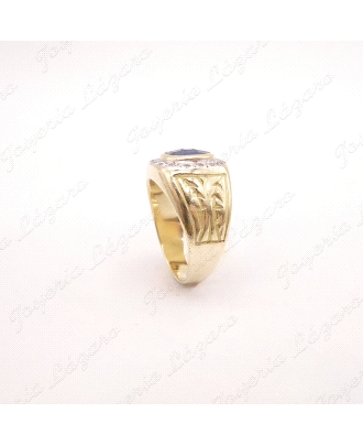 SORTIJA ORO 18KT OCASION SELLO PIEDRA ZAFIRO OVAL CERCO BLANCO CIRCO. 