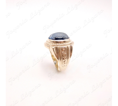 SORTIJA ORO 14KTS USADO SELLO  PIEDRA CABUJON AZUL                                                  