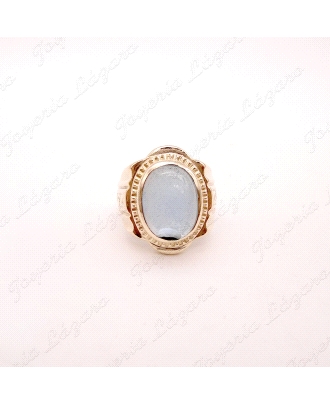 SORTIJA ORO 14KTS USADO SELLO  PIEDRA CABUJON AZUL