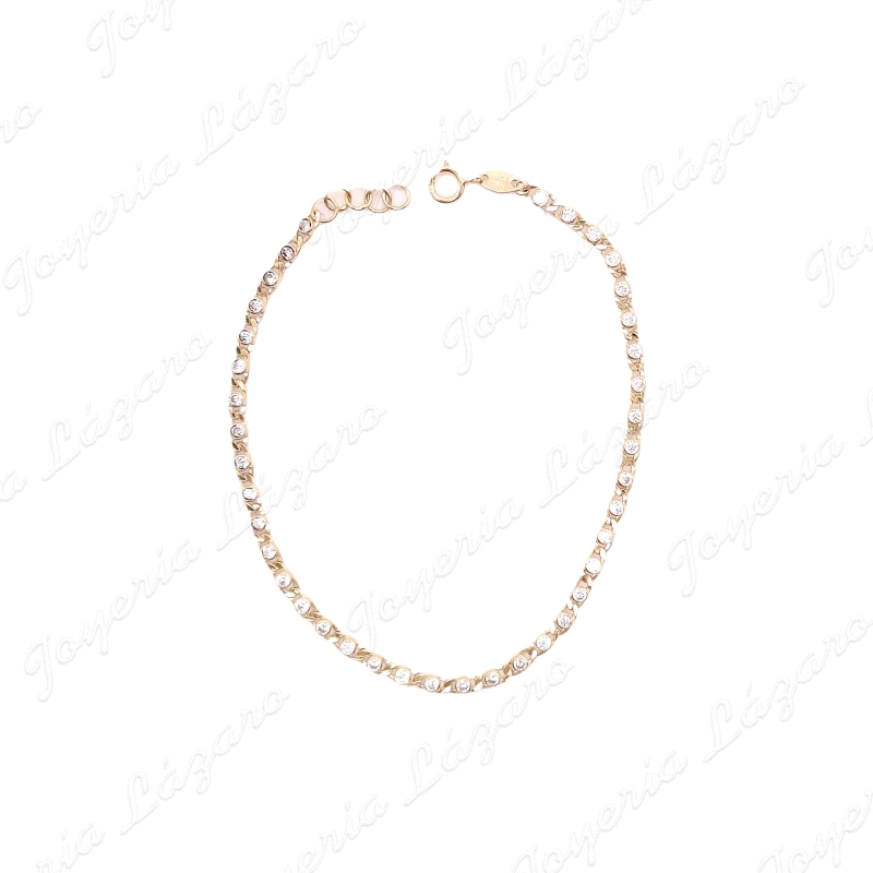 PULSERA ORO 18 KTS BOLAS LAPIDADAS2MMX17CM+ALARGADOR 2CM                                            