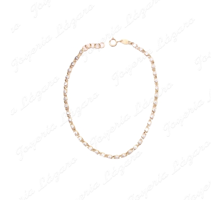 PULSERA ORO 18 KTS BOLAS LAPIDADAS2MMX17CM+ALARGADOR 2CM
