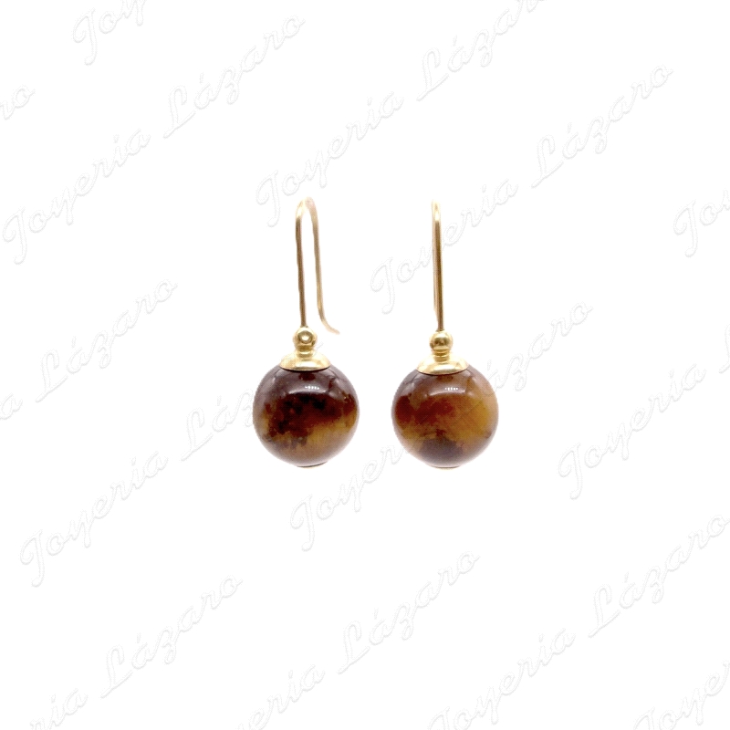 PEND. 18KT BOLA OJO TIGRE PALO HIPPIE                                                               