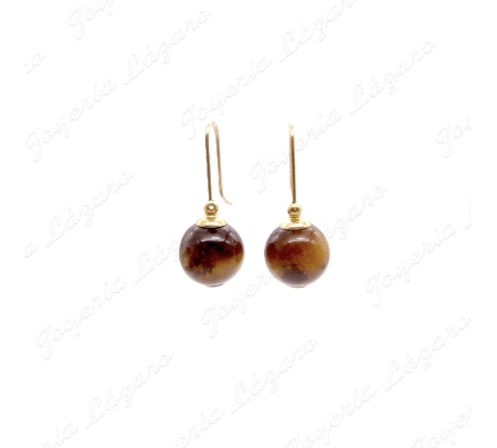 PEND. 18KT BOLA OJO TIGRE PALO HIPPIE