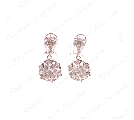 PEND. 18KTS BLANCO ROSETON CIRCONITAS+FLOR CIRCO, C. OMEGA