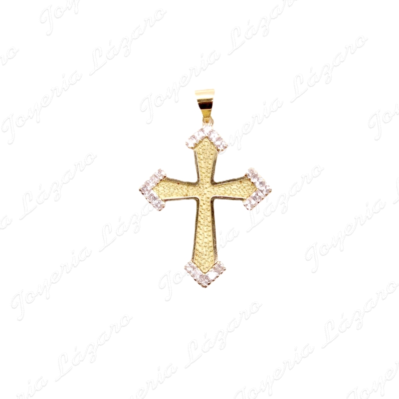 CRUZ ORO 18KT OCASION CIRCONITAS EN PUNTAS TIPO CELTA                                               