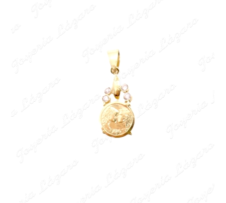 COLGANTE ORO 18KT OCASION MONEDA AMOR 4 CIRCONITAS