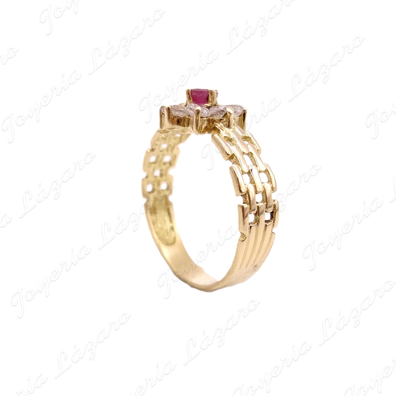 SORTIJA ORO 18KT OCASION ROSETON CIRCO+RUBI                                                         