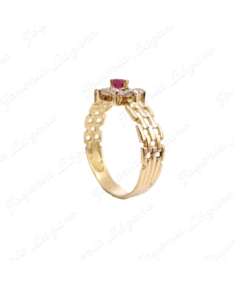 SORTIJA ORO 18KT OCASION ROSETON CIRCO+RUBI                           