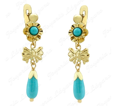 PEND. TURQUESA/SIMIL ORO 18 KTS 28MM ARQUILLO LAZO HUECO C. CAT.