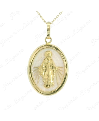 MEDALLA ORO 18 KTSVIRGEN MILAGROSA OVAL NACAR 10MM                                                  