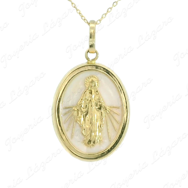 MEDALLA ORO 18 KTSVIRGEN MILAGROSA OVAL NACAR 10MM                                                  