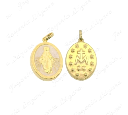 MEDALLA ORO 18 KTSVIRGEN MILAGROSA OVAL NACAR 10MM