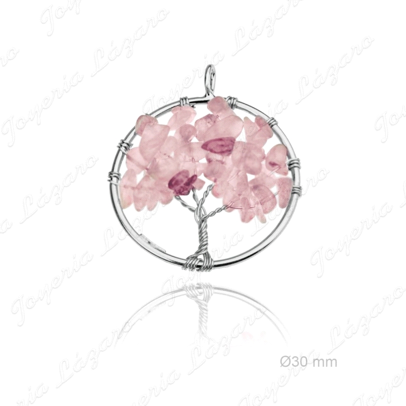 COLGANTE PLATA ARBOL VIDA PIEDRA NATURAL                                                            