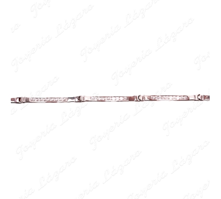 PULSERA ORO 18KT OCASION BL, 6 PLACAS CON CIRCO EN CARRIL