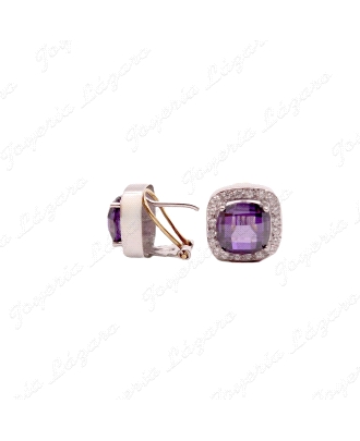 JUEGO ORO 18KT BL. OCASION SORT.+PEND. AMATISTA COJIN 8X8mm+CIRCOCERCO                              
