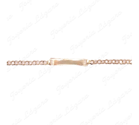 ESCLAVA ORO 18KT OCASION HUNGARINA PLACA RECTANGULO RECTO 19cm