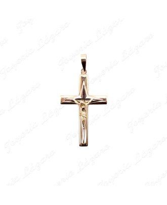 CRUZ ORO 18KT OCASION CON CRISTO Y RELIEVE BL, DENTRAS, 22X32mm                                     