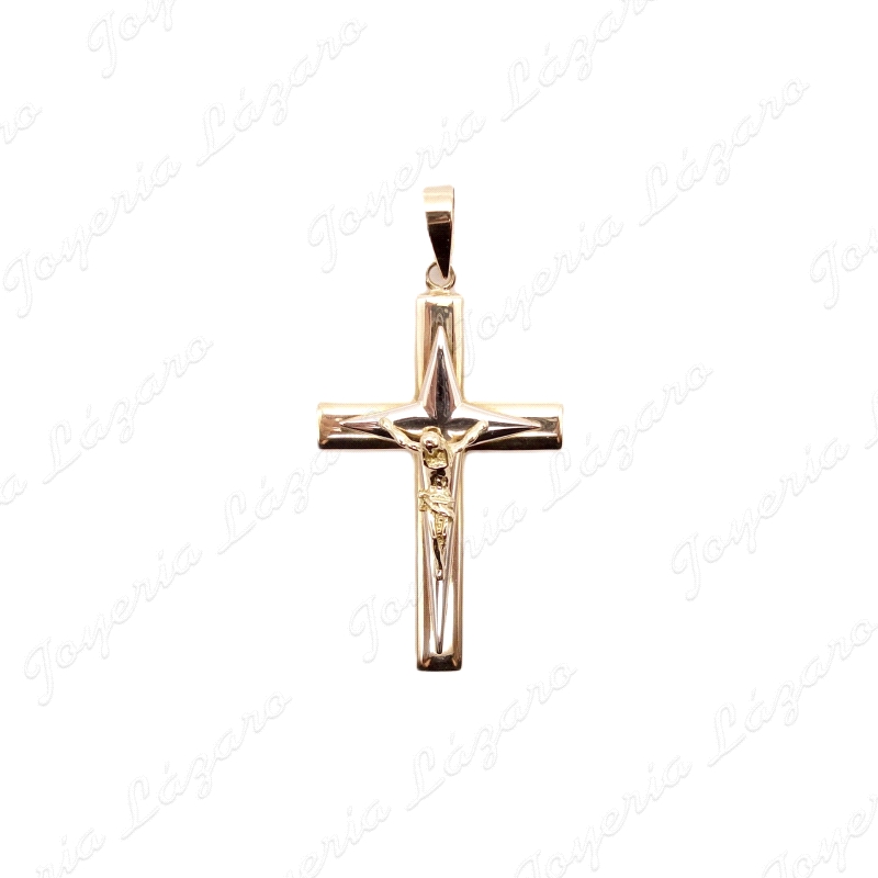 CRUZ ORO 18KT OCASION CON CRISTO Y RELIEVE BL, DENTRAS, 22X32mm                                     