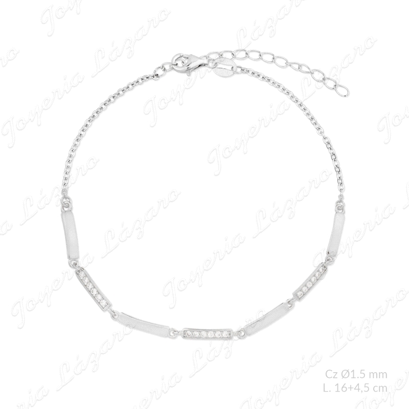 PULSERA PLATA LIGERA PLAQUITAS LISA Y CON CIRCO                                                     