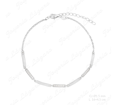 PULSERA PLATA LIGERA PLAQUITAS LISA Y CON CIRCO