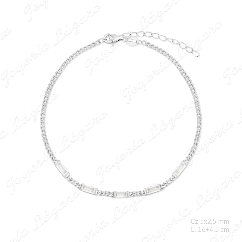 PULSERA PLATA ESLAB. BARBADO+CIRCO BAGUETTE                                                         