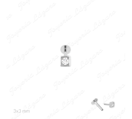 PIERCING PLATA CIRCO CUADRADA                                                                       