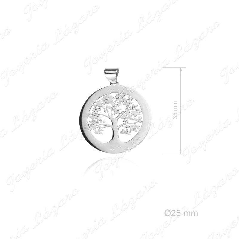 COLGANTE PLATA ARBOL VIDA CALADO 25MM DIAMETRO                                                      