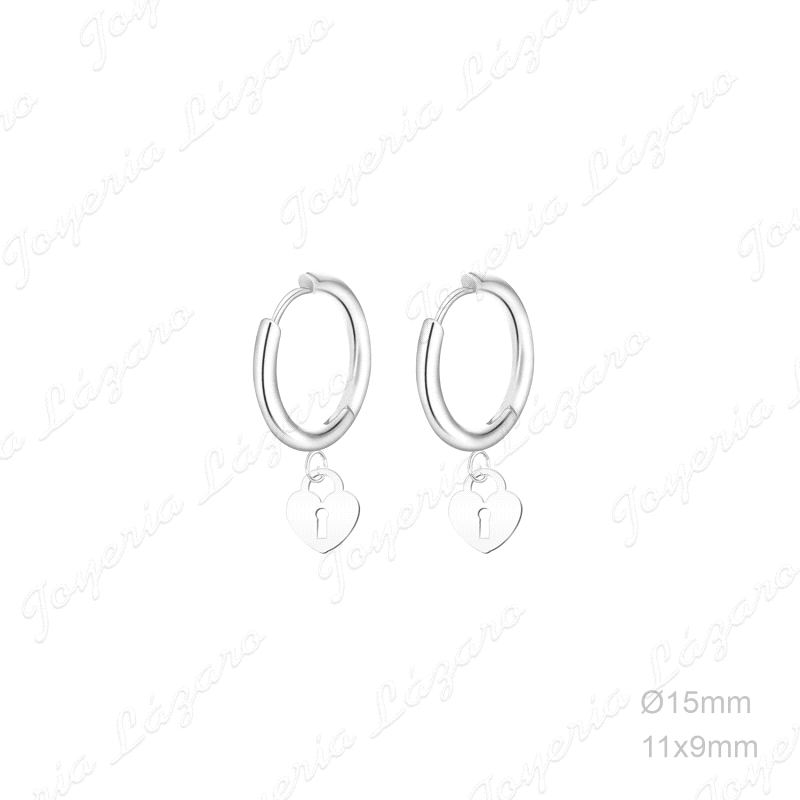 PEND. AROS ACERO CORAZON CANDADO COLGANDO                                                           