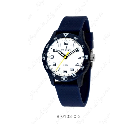 NOWLEY RELOJ CHIC SILICONA AZUL ESFERA BLANCA                                                       