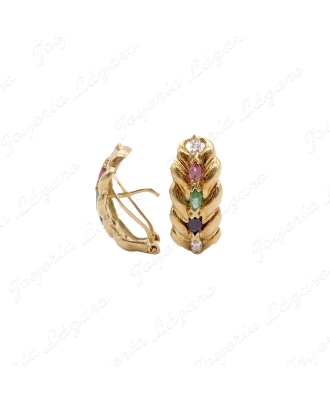 PEND. ORO 18KT OCASION HOJA CON PIEDRA FINA MARQUESE 4COLORES C. OMEGA                              