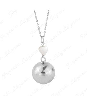 COLGANTE PLATA LLAMADOR DE ANGEL+CORAZON NACAR CADENA FORZADA                                       