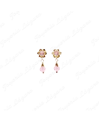 PEND.  ORO 18 KTS ARQUILLO 16MM  CRISTAL ROSA  C. TORN.                                             