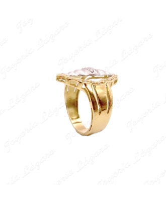 SORTIJA ORO 18KT OCASION  LANZADERA BICOLOR                           