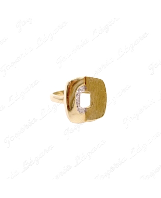SORTIJA ORO 18KT OCASION CUADRADO MITAD BRILLO Y MATE                                               
