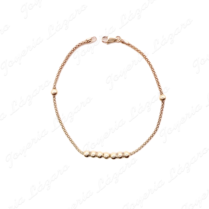 PULSERA ORO 18KT OCASION PALOMITA+ 9 BOLITAS 19CM                                                   
