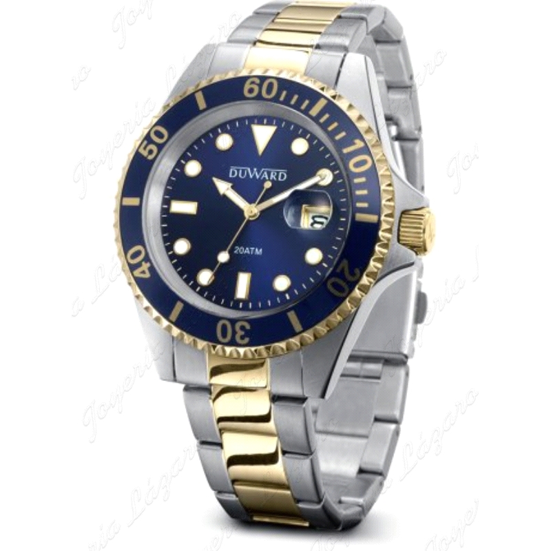 DUWARD RELOJ BICOLOR CAB, ESFERA AZUL 20ATM                                                         