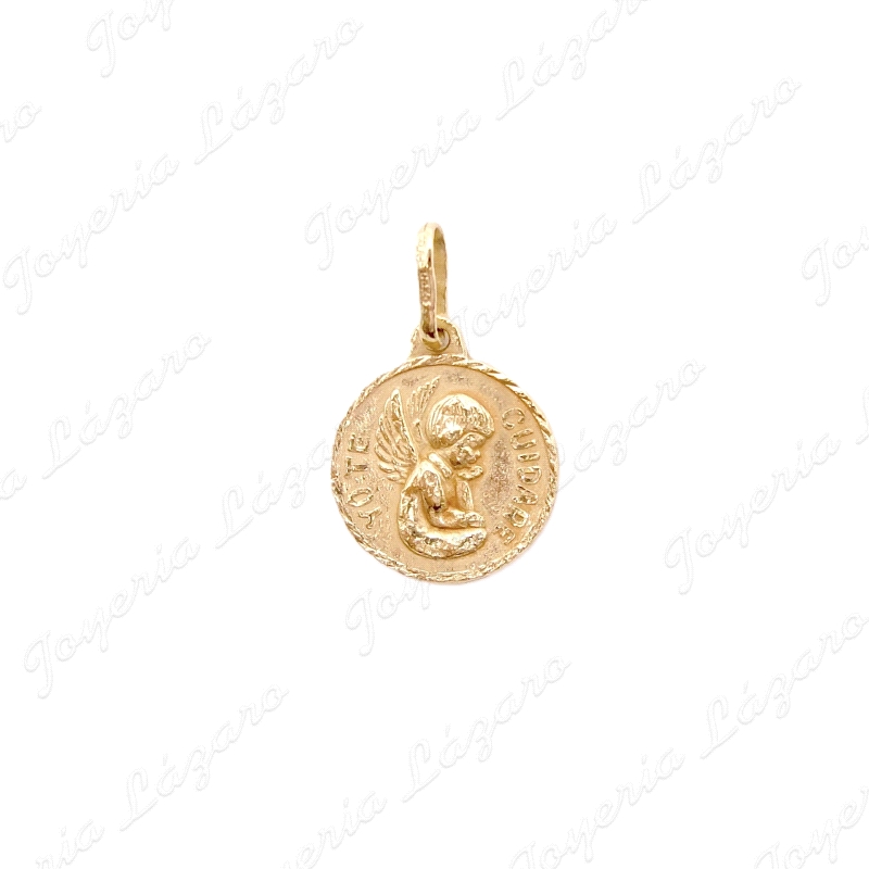 MEDALLA ORO 18KT OCASION 13MM ANGELITO YO TE CUIDARE                                                