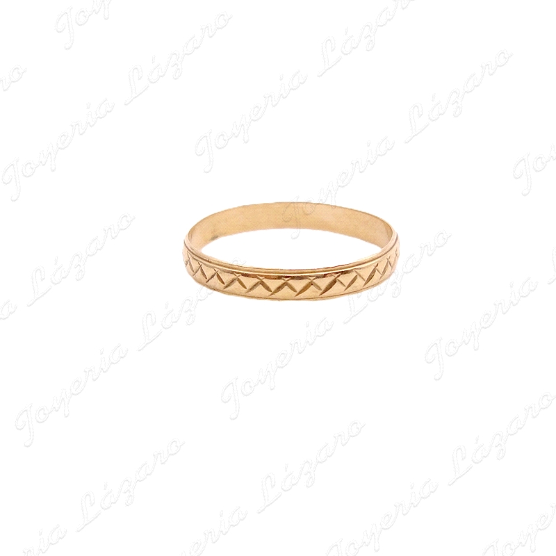 ALIANZA ORO 18KT OCASION 3MM TALLADO ZIG ZAG                                                        