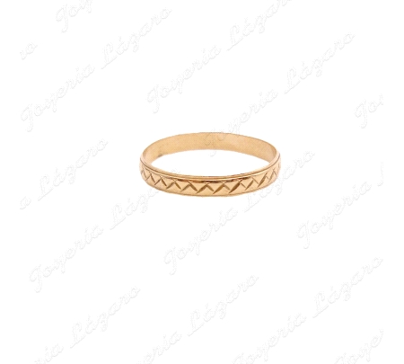 ALIANZA ORO 18KT OCASION 3MM TALLADO ZIG ZAG                                                        