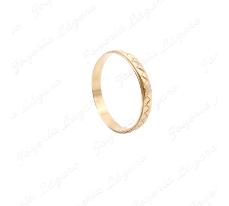 ALIANZA ORO 18KT OCASION 3MM TALLADO ZIG ZAG