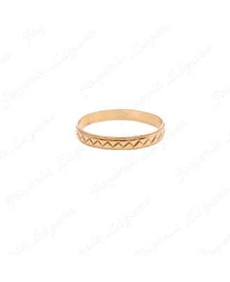 ALIANZA ORO 18KT OCASION 3MM TALLADO ZIG ZAG                          