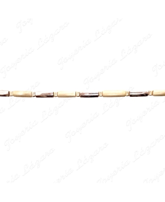 PULSERA ORO 18KT OCASION BICOLOR PLACAS AMARILLO MATE Y BLANCO BRILLO                               