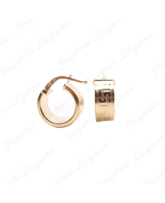 PEND. AROS ORO 18KT OCASION TABLA CON GRECA 6MMX15INT.                                              